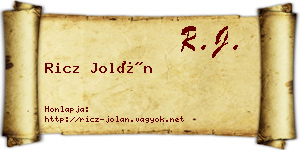Ricz Jolán névjegykártya