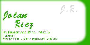 jolan ricz business card